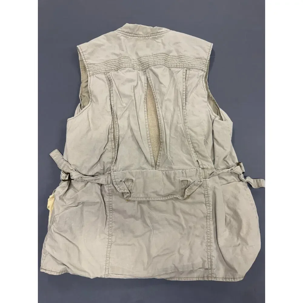 Cabela's Men's MD Regular Fishing Vest Khaki Cotton Multi Pocket Utility
